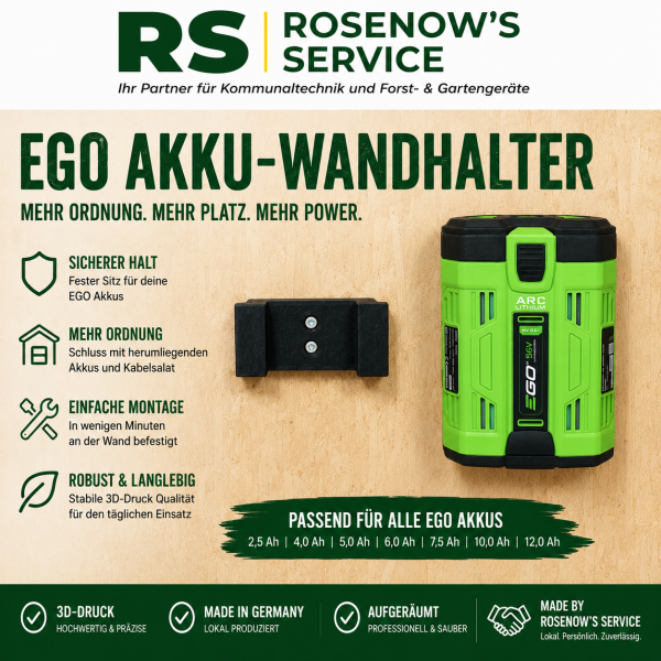 EGO Akku Wandhalter | Passend für 2,5 Ah bis 12 Ah Akkus